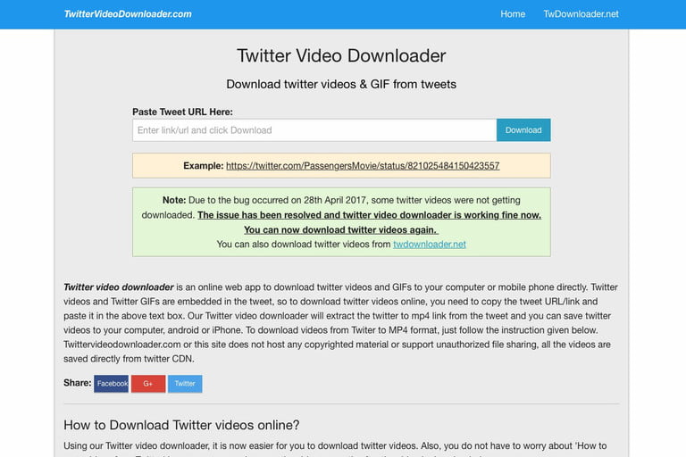 download Twitter videos via the web