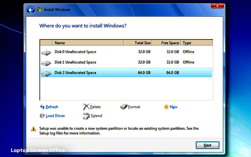 خطای We Couldn’t create a new partition در نصب ویندوز چیست؟ راه حل